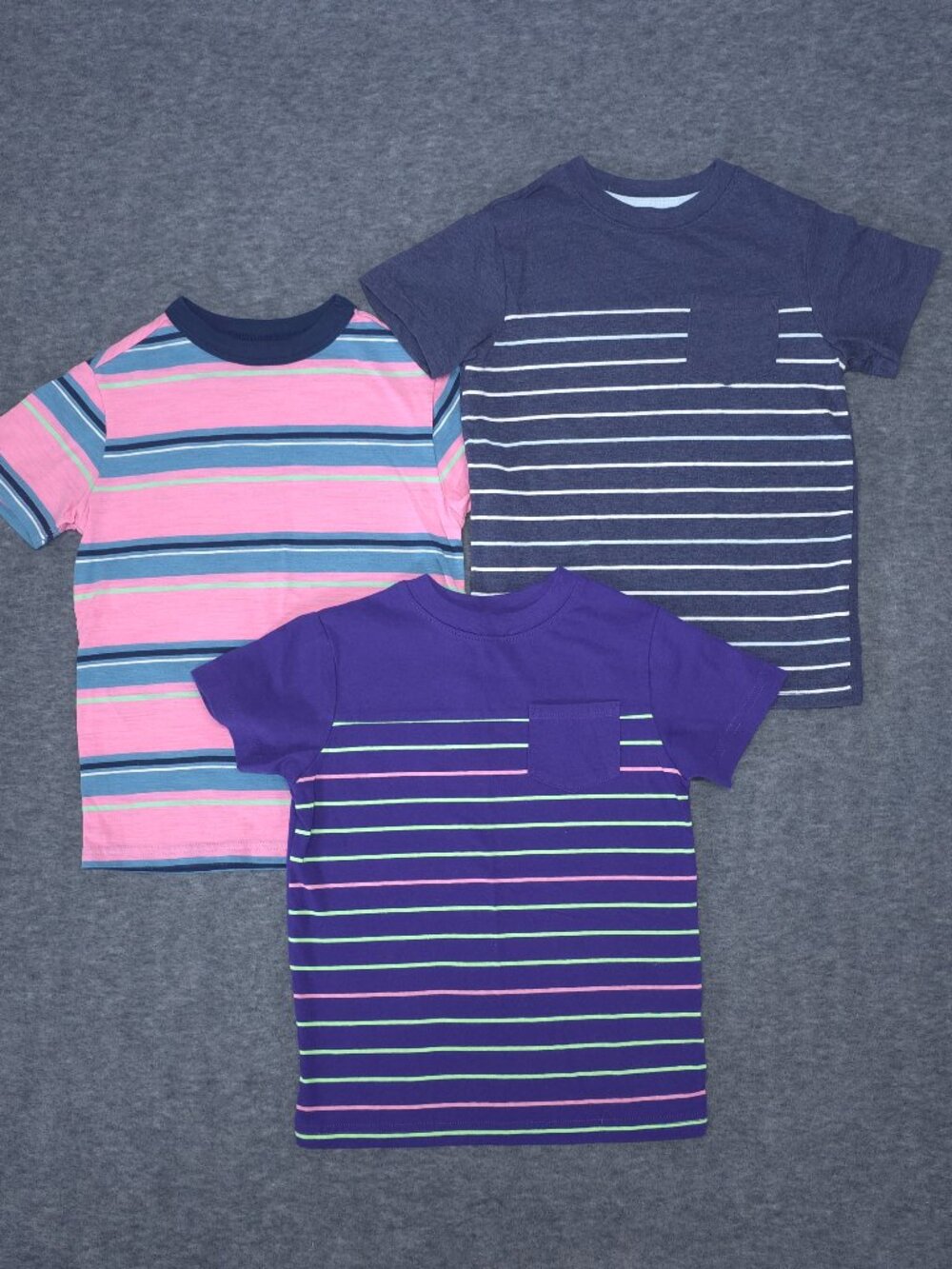 Cat & Jack Striped Tee Bundle Boys XS 4/5 Pocket Shirts Lot of 3